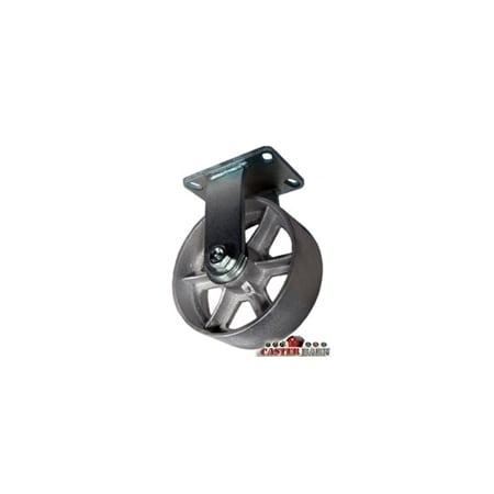 Casterhq 8"x3" Kingpinless Heavy Duty Rigid Caster, Gray Iron Steel Wheel,  CB-10RCGI83